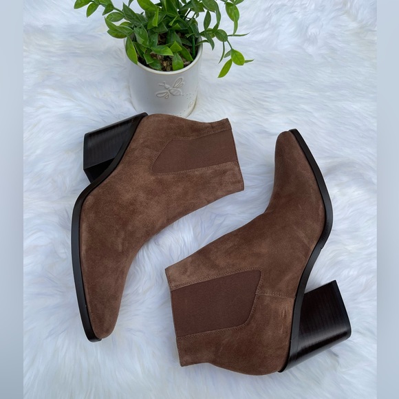 RAG & BONE Razor Brown suede pointed toe Block heel chelsea boot women 40/ 10 - Picture 4 of 11